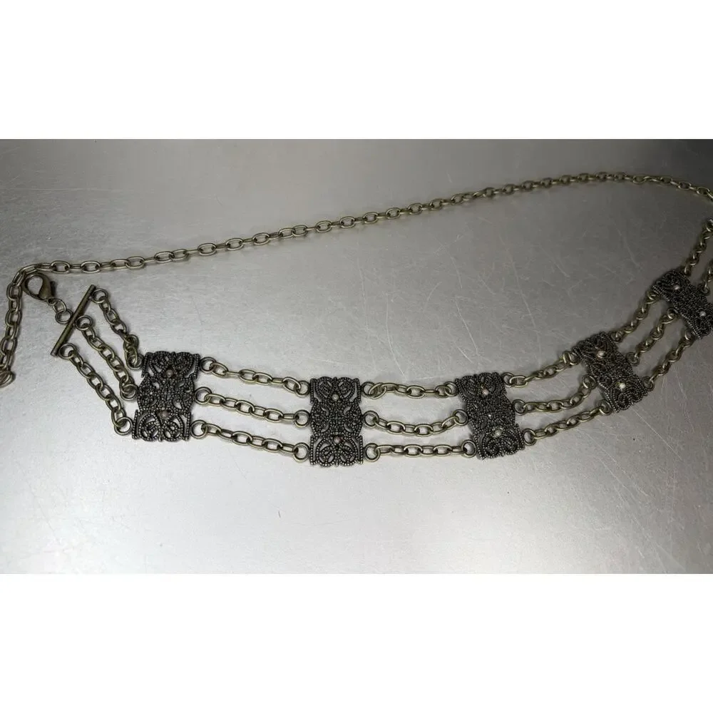 Vintage Y2K 90s Chain Belt Gold Toned Bronze Festival BOHO 38in OS